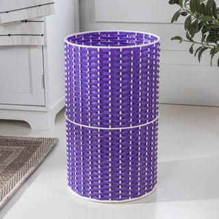 Cecil Modern 4.13-Gallon Faux Wicker Cylinder Waste Basket