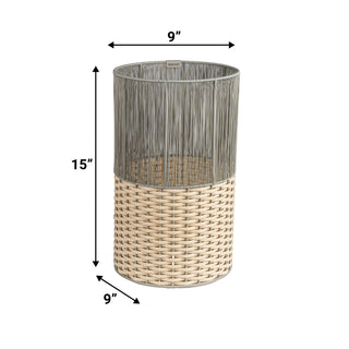 Harper Modern 4.13-Gallon 2-Tone Faux Wicker Cylinder Waste Basket