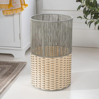 Harper Modern 4.13-Gallon 2-Tone Faux Wicker Cylinder Waste Basket