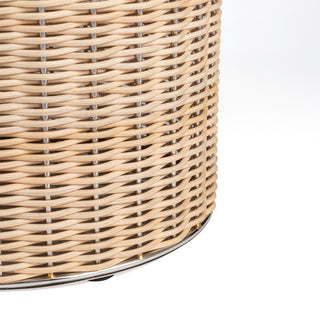 Asher Modern 4.13-Gallon 2-Tone Faux Wicker/Metal Cylinder Waste Basket