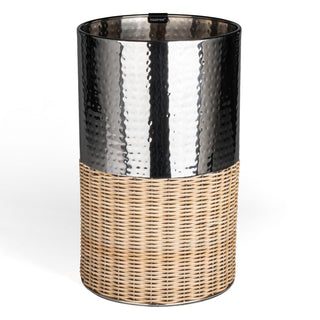 Asher Modern 4.13-Gallon 2-Tone Faux Wicker/Metal Cylinder Waste Basket