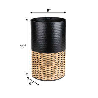 Asher Modern 4.13-Gallon 2-Tone Faux Wicker/Metal Cylinder Waste Basket