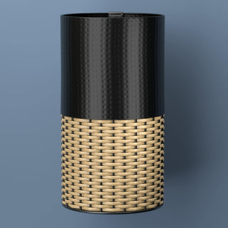 Asher Modern 4.13-Gallon 2-Tone Faux Wicker/Metal Cylinder Waste Basket