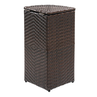 Fernhaven 15.56-Gallon All-Weather Wicker/Metal Corner Hideaway Outdoor Trash Can