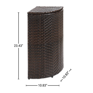 Fernhaven 15.56-Gallon All-Weather Wicker/Metal Corner Hideaway Outdoor Trash Can