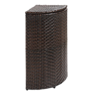 Fernhaven 15.56-Gallon All-Weather Wicker/Metal Corner Hideaway Outdoor Trash Can