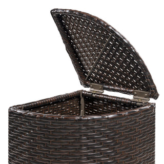 Fernhaven 15.56-Gallon All-Weather Wicker/Metal Corner Hideaway Outdoor Trash Can