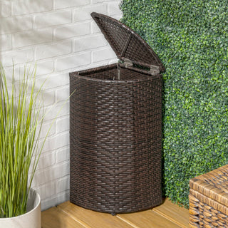 Fernhaven 15.56-Gallon All-Weather Wicker/Metal Corner Hideaway Outdoor Trash Can