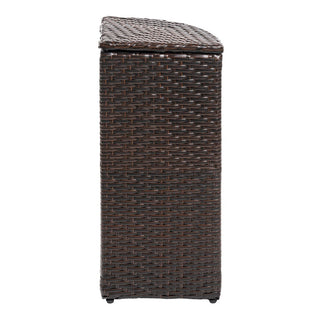 Fernhaven 15.56-Gallon All-Weather Wicker/Metal Corner Hideaway Outdoor Trash Can