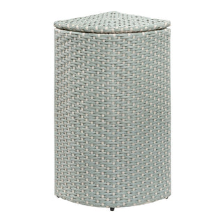 Fernhaven 15.56-Gallon All-Weather Wicker/Metal Corner Hideaway Outdoor Trash Can