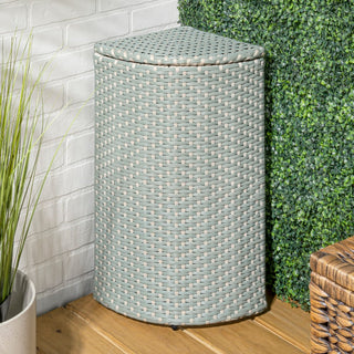 Fernhaven 15.56-Gallon All-Weather Wicker/Metal Corner Hideaway Outdoor Trash Can