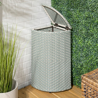 Fernhaven 15.56-Gallon All-Weather Wicker/Metal Corner Hideaway Outdoor Trash Can