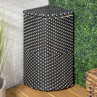 Fernhaven 15.56-Gallon All-Weather Wicker/Metal Corner Hideaway Outdoor Trash Can