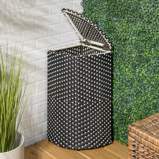 Fernhaven 15.56-Gallon All-Weather Wicker/Metal Corner Hideaway Outdoor Trash Can