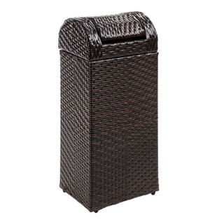 Cloudcrest 14.27-Gallon All-Weather Wicker/Metal Swing Top Hideaway Outdoor Trash Can