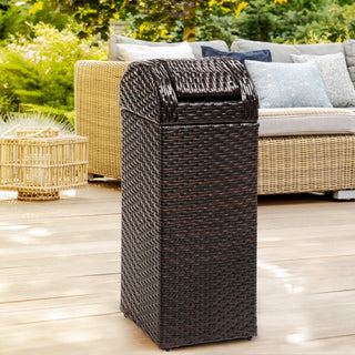 Cloudcrest 14.27-Gallon All-Weather Wicker/Metal Swing Top Hideaway Outdoor Trash Can