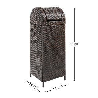 Nivoria 31.39-Gallon All-Weather Wicker/Metal Swing Top Hideaway Outdoor Trash Can