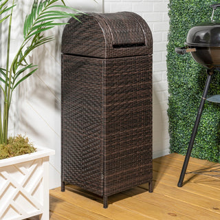 Nivoria 31.39-Gallon All-Weather Wicker/Metal Swing Top Hideaway Outdoor Trash Can