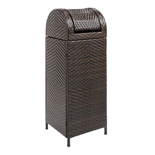 Nivoria 31.39-Gallon All-Weather Wicker/Metal Swing Top Hideaway Outdoor Trash Can