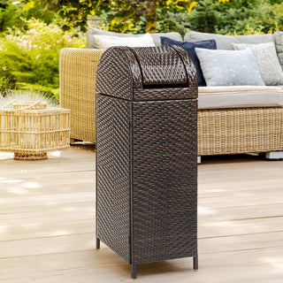 Nivoria 31.39-Gallon All-Weather Wicker/Metal Swing Top Hideaway Outdoor Trash Can