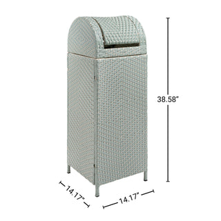 Nivoria 31.39-Gallon All-Weather Wicker/Metal Swing Top Hideaway Outdoor Trash Can