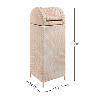 Nivoria 31.39-Gallon All-Weather Wicker/Metal Swing Top Hideaway Outdoor Trash Can