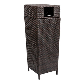 Frostbloom Modern 24.13-Gallon All-Weather Wicker/Metal Lidded Hideaway Outdoor Trash Can