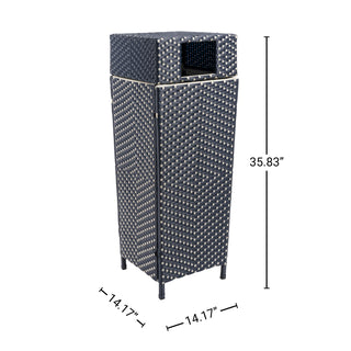 Frostbloom Modern 24.13-Gallon All-Weather Wicker/Metal Lidded Hideaway Outdoor Trash Can