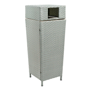 Frostbloom Modern 24.13-Gallon All-Weather Wicker/Metal Lidded Hideaway Outdoor Trash Can