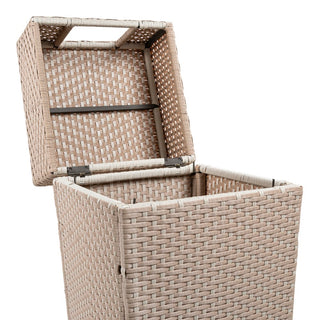 Frostbloom Modern 24.13-Gallon All-Weather Wicker/Metal Lidded Hideaway Outdoor Trash Can