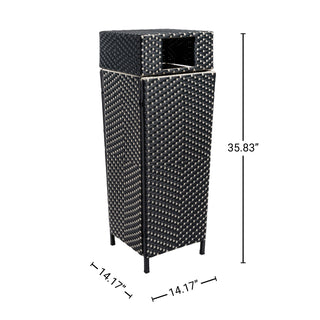 Frostbloom Modern 24.13-Gallon All-Weather Wicker/Metal Lidded Hideaway Outdoor Trash Can