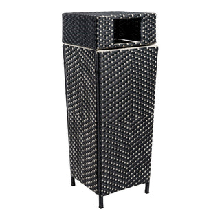 Frostbloom Modern 24.13-Gallon All-Weather Wicker/Metal Lidded Hideaway Outdoor Trash Can