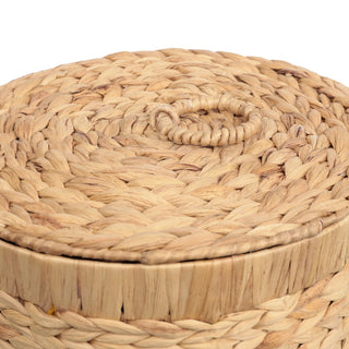Timbera Coastal Bohemian Handwoven Water Hyacinth 5.7-Gallon Tapered Round Wicker Watebasket with Lid