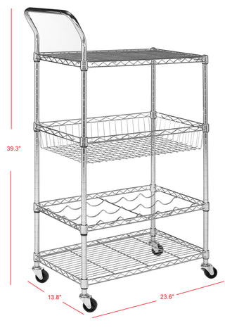 Starpetal 3-Shelf Adjustable Kitchen Cart with Wine Storage