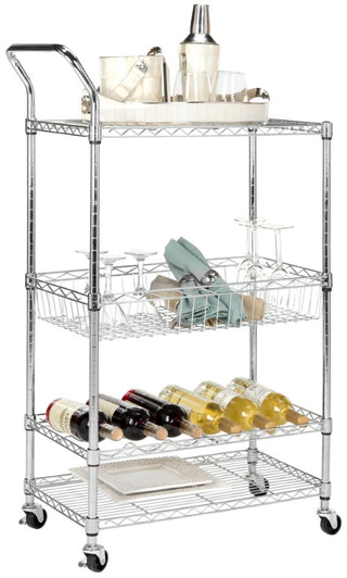 Starpetal 3-Shelf Adjustable Kitchen Cart with Wine Storage