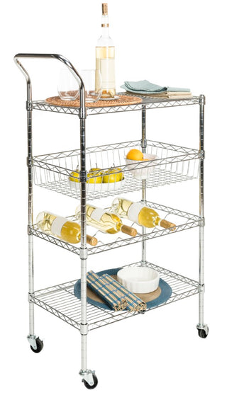 Starpetal 3-Shelf Adjustable Kitchen Cart with Wine Storage