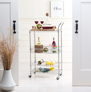 Starpetal 3-Shelf Adjustable Kitchen Cart with Wine Storage