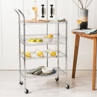 Starpetal 3-Shelf Adjustable Kitchen Cart with Wine Storage