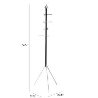 hiden 70.4" 5-Hook Metal Coat Rack, Black/White