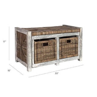 Paki 30" 2 Drawer Wicker Storage Bench