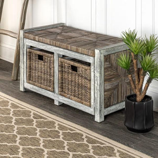 Paki 30" 2 Drawer Wicker Storage Bench