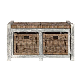 Paki 30" 2 Drawer Wicker Storage Bench