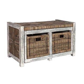 Paki 30" 2 Drawer Wicker Storage Bench