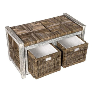 Paki 30" 2 Drawer Wicker Storage Bench