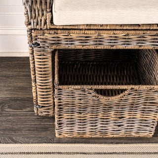 Palermo 34.50" 2 Drawer Wicker Storage Bench