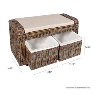 Palermo 34.50" 2 Drawer Wicker Storage Bench