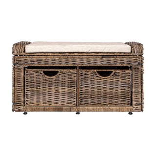 Palermo 34.50" 2 Drawer Wicker Storage Bench