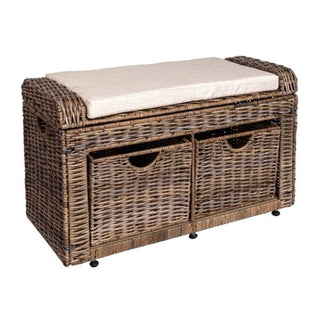 Palermo 34.50" 2 Drawer Wicker Storage Bench