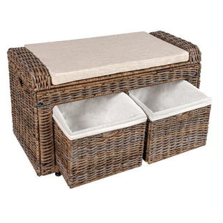 Palermo 34.50" 2 Drawer Wicker Storage Bench