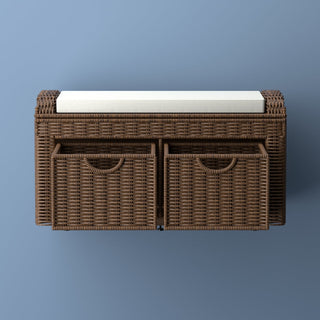 Palermo 34.50" 2 Drawer Wicker Storage Bench